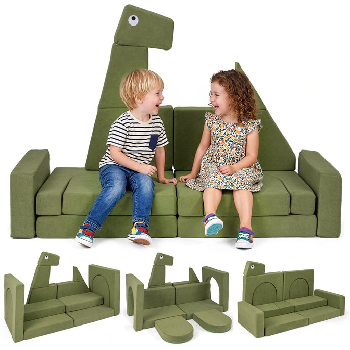 12/17/13/19 PCS Modular Kids Play Couch, Snow Mountain Theme Toddler Foam Building Fort for Inspiring Creativity