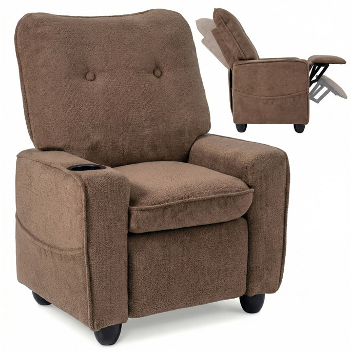 Kids Recliner, Toddler Lounge Chair with Adjustable Backrest Footrest Side Pockets Cup Holder 90 lbs Load