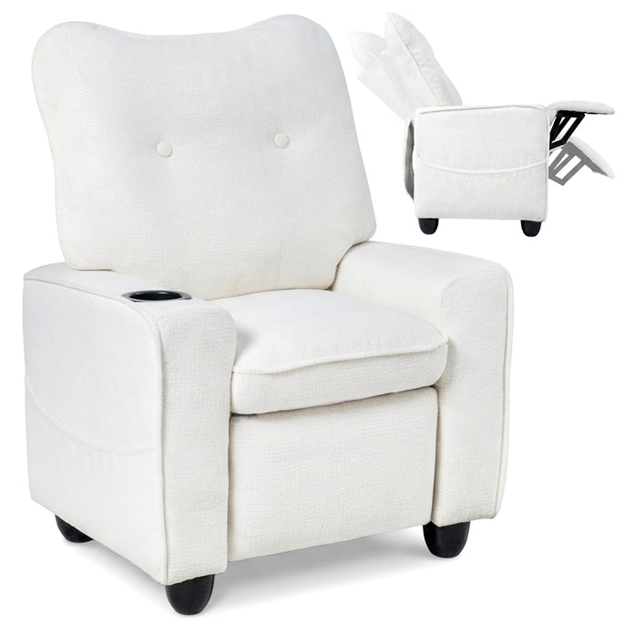 Kids Recliner, Toddler Lounge Chair with Adjustable Backrest Footrest Side Pockets Cup Holder 90 lbs Load