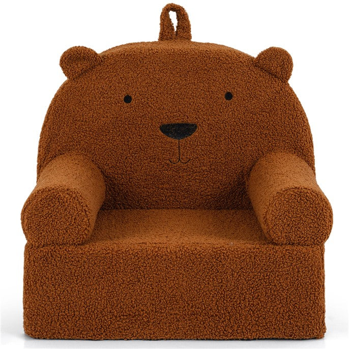 Kids Bear Sofa, Toddler Foam Couch with Soft Fleece Fabric Cover