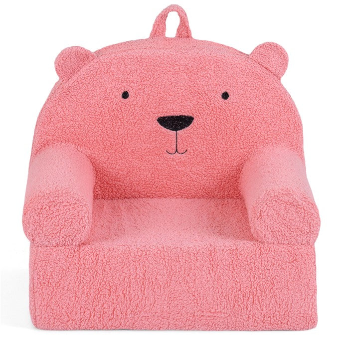 Kids Bear Sofa, Toddler Foam Couch with Soft Fleece Fabric Cover