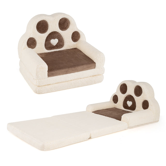 Convertible 2-in-1 Kids Sofa to Lounger  Fold-Out Toddler Couch with Removable Cover