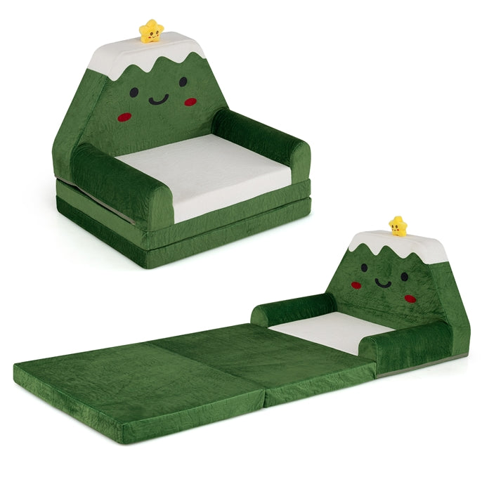 Convertible 2-in-1 Kids Sofa to Lounger  Fold-Out Toddler Couch with Removable Cover