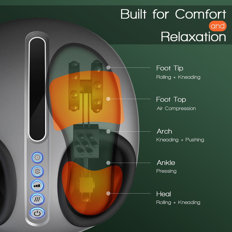 Heat Air Compression Foot Massager Kneading Shiatsu Therapy Plantar Massage