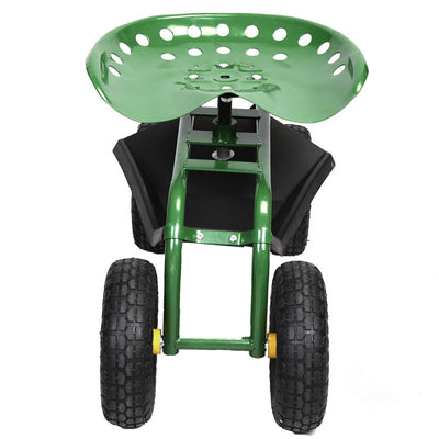 Heavy-Duty Rolling Garden Cart Patio Stool Kneeler with Seat and Tool Tray