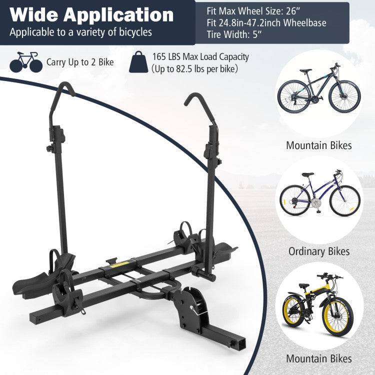 Heavy-duty 2 Inch Hitch Mount Bike Rack Receiver Foldable 2 Bikes Plat ...