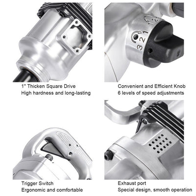 Heavy Duty long shank Air Impact Wrench Gun with 1/2" NPT Air Inlet and Carrying Case for Car Truck Tire