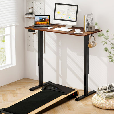 Height Adjustable Electric Standing Desk Sit Stand Office Computer Desk with Hanging Hooks and Adjustable Foot Pads