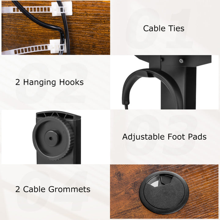 Height Adjustable Electric Standing Desk Sit Stand Office Computer Desk with Hanging Hooks and Adjustable Foot Pads