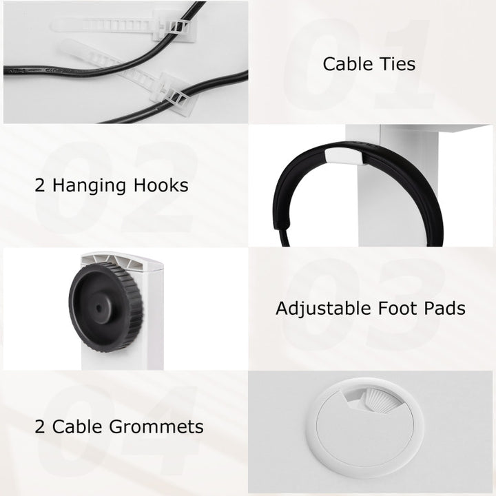 Height Adjustable Electric Standing Desk Sit Stand Office Computer Desk with Hanging Hooks and Adjustable Foot Pads