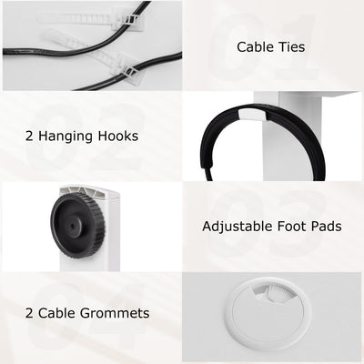 Height Adjustable Electric Standing Desk Sit Stand Office Computer Desk with Hanging Hooks and Adjustable Foot Pads