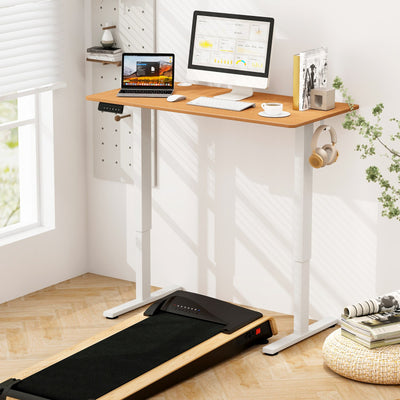 Height Adjustable Electric Standing Desk Sit Stand Office Computer Desk with Hanging Hooks and Adjustable Foot Pads
