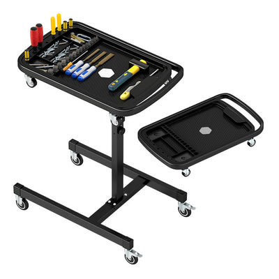 2-in-1 Rolling Tool Tray Height Adjustable Work Table with Detachable Part Tray