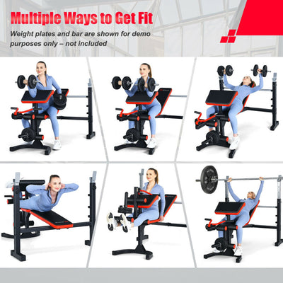 Home Gym Multifunctional Workout Bench Set Adjustable Olympic Weight Fitness Equipment with Backrest and Curl Pad