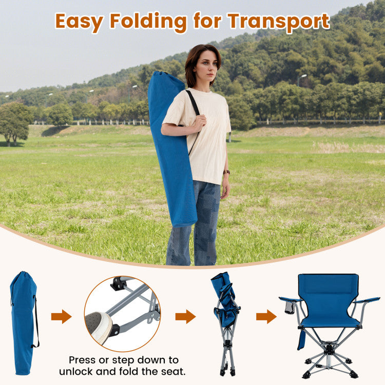 360° Swivel Hunting Chair Portable Foldable Hunting Chair with Mesh Cup Holder and Storage Pockets