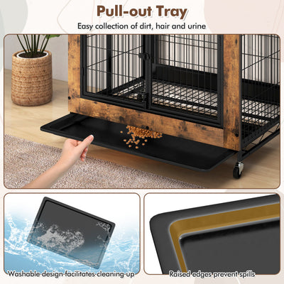 Industrial Dog Kennel Dog Crate Furniture with Storage Shelves
