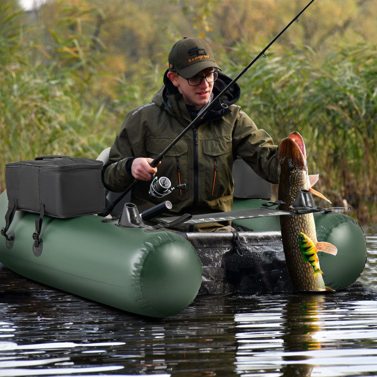 Inflatable Float Tube Portable Fishing Belly Boat with Detachable Storage Bags and Fish Ruler for Rivers Lakes Angling