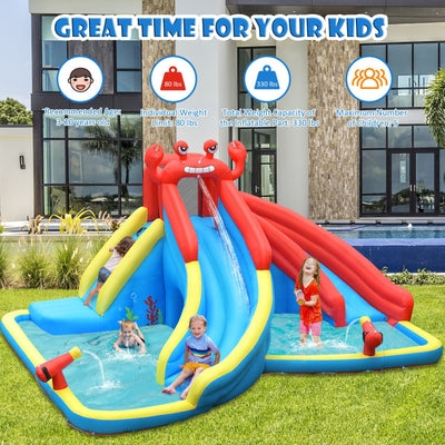 Kids Inflatable Water Slide Crab Dual Slide Bounce House without Blower