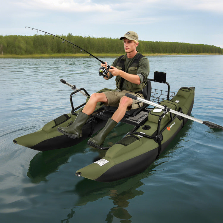 classic accessories colorado inflatable fishing pontoon boat with motor mount Inflatable Fishing Float Tube with Foldable Padded Seat and Adjustable Footrest-Green