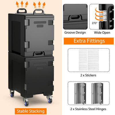 3 Pieces Stackable Insulated Food Pan Carrier 81 Quart LLDPE Food Box Carrier