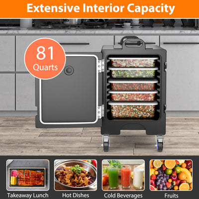3 Pieces Stackable Insulated Food Pan Carrier 81 Quart LLDPE Food Box Carrier