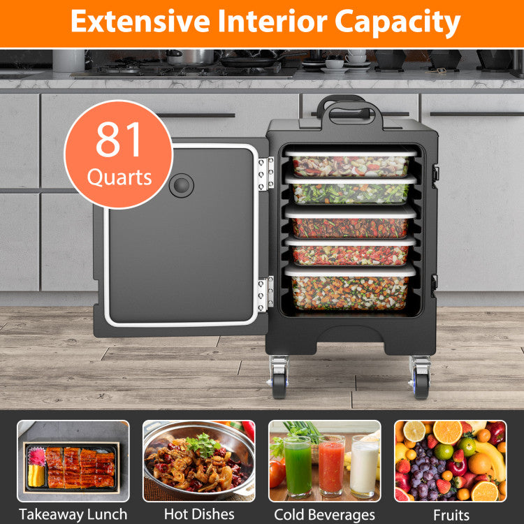 3 Pieces Stackable Insulated Food Pan Carrier 81 Quart LLDPE Food Box Carrier