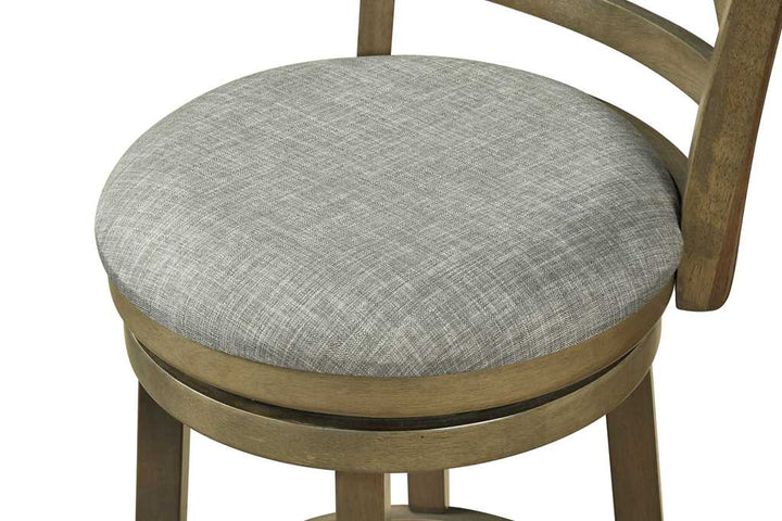 Set of 2 Swivel Bar Stools Upholstered Counter Height Dining Chairs with Padded Seat and Footrest