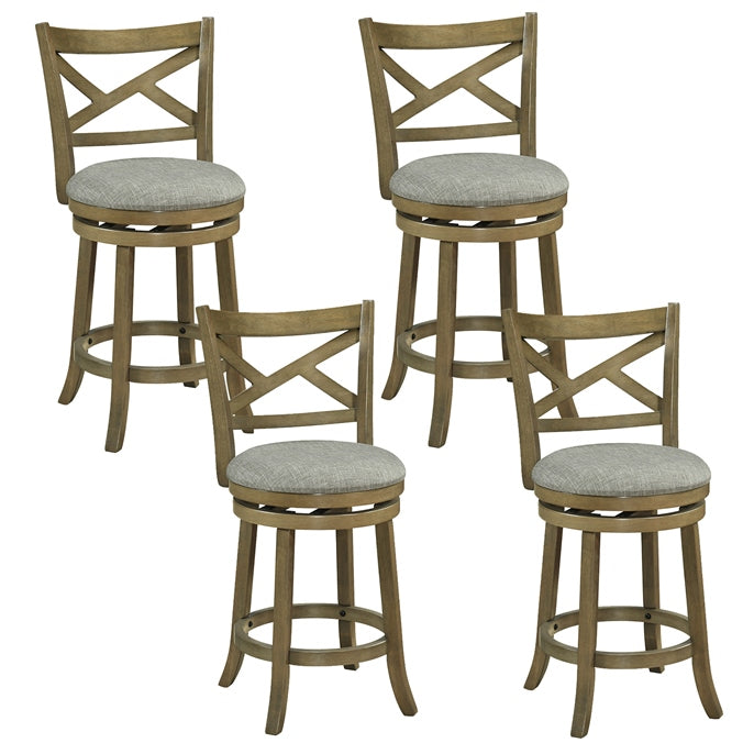 Set of 2 Swivel Bar Stools Upholstered Counter Height Dining Chairs with Padded Seat and Footrest