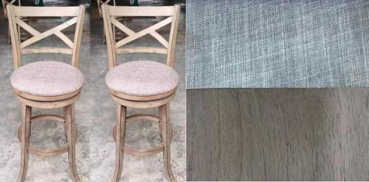 Set of 2 Swivel Bar Stools Upholstered Counter Height Dining Chairs with Padded Seat and Footrest