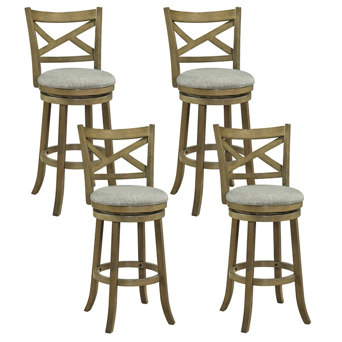 Set of 2 Swivel Bar Stools Upholstered Counter Height Dining Chairs with Padded Seat and Footrest