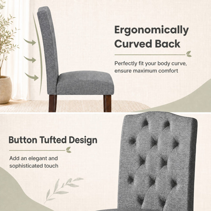Set of 2 Tufted Upholstered Dining Chairs