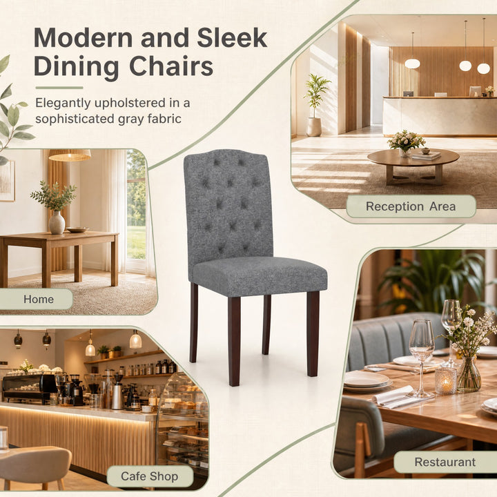 Set of 2 Tufted Upholstered Dining Chairs