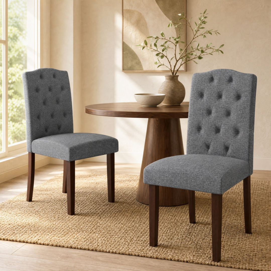 Set of 2 Tufted Upholstered Dining Chairs