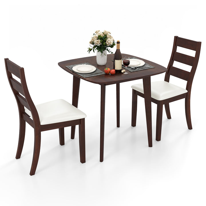 3-Piece Dining Table Set with Wooden Square Kitchen Table and 2 Chairs