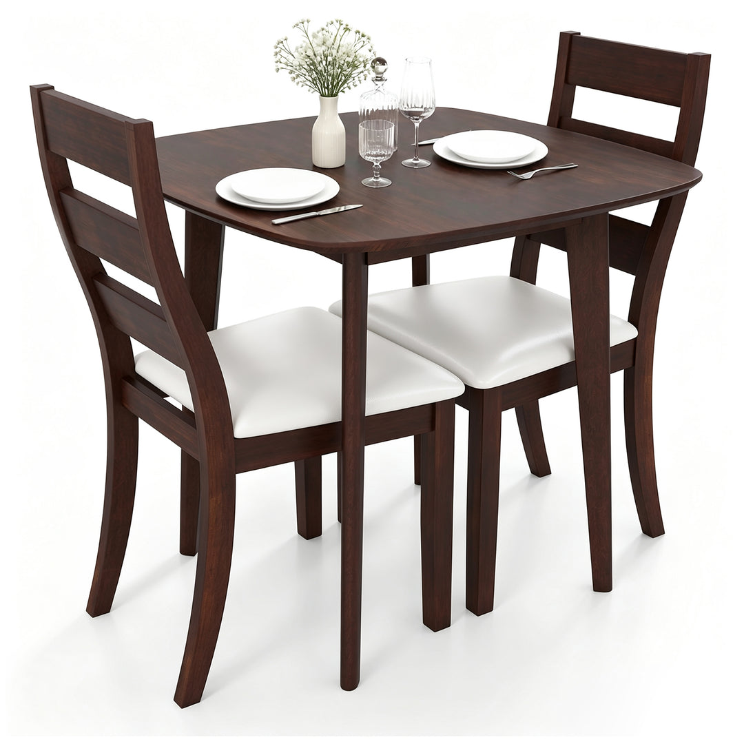 3-Piece Dining Table Set with Wooden Square Kitchen Table and 2 Chairs