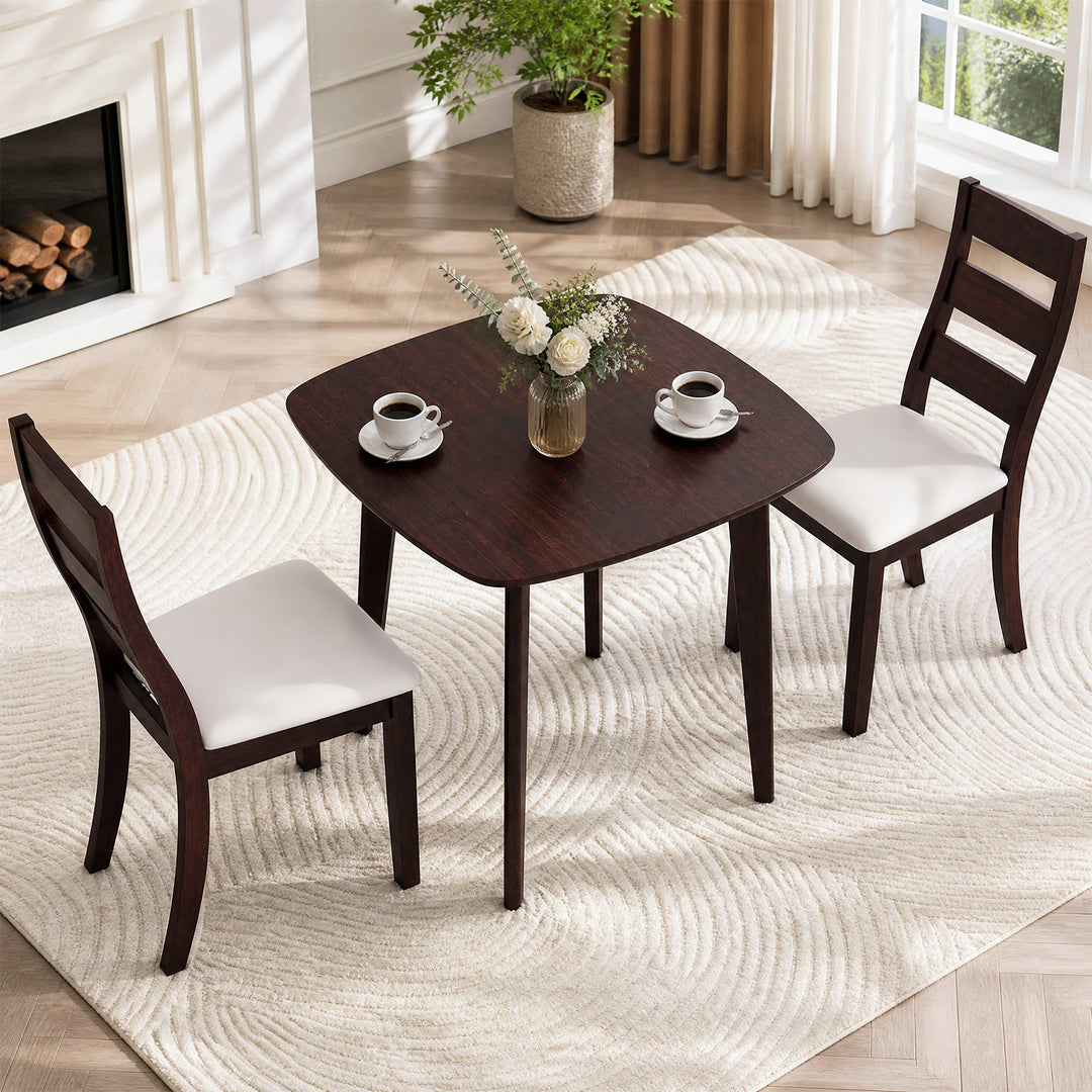 3-Piece Dining Table Set with Wooden Square Kitchen Table and 2 Chairs