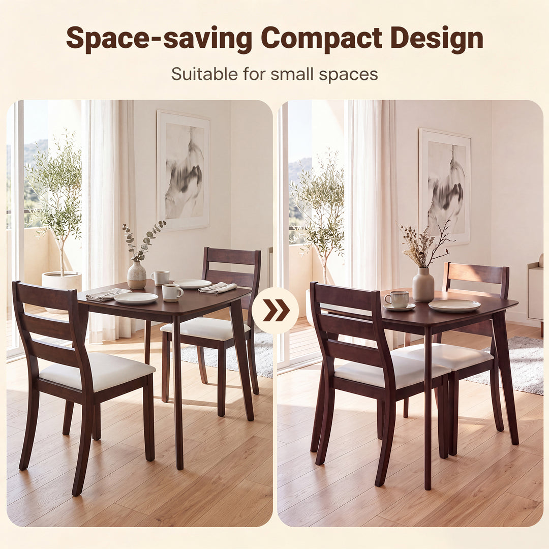 3-Piece Dining Table Set with Wooden Square Kitchen Table and 2 Chairs