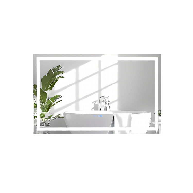 LED Bathroom Mirror Wall Mounted Rectangle Mirror with 3-Color Dimmable Lights
