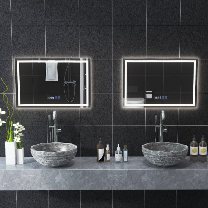 LED Bathroom Mirror Wall Mounted Rectangle Mirror with 3-Color Dimmable Lights