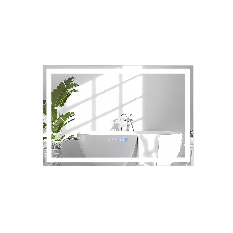 LED Bathroom Mirror Wall Mounted Rectangle Mirror with 3-Color Dimmable Lights