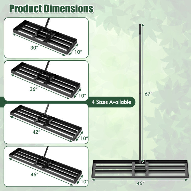Lawn Leveling Rake 46 x 10 Inch Heavy Duty Lawn Level Tool for Soil