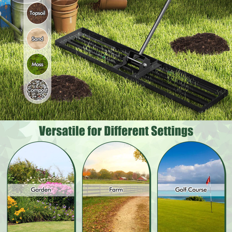 Lawn Leveling Rake 46 x 10 Inch Heavy Duty Lawn Level Tool for Soil