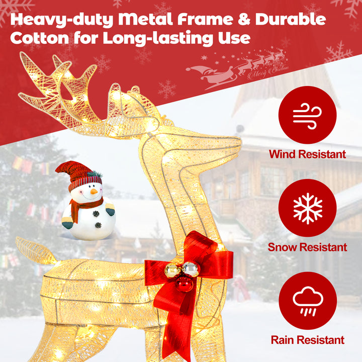 3 Pieces Lighted Reindeer Family Set, Pre-lit Christmas Decoration w/ 230 LED Lights