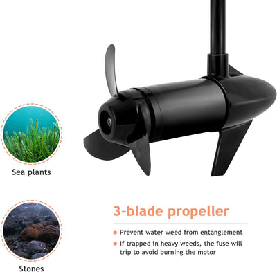 Marine Propeller 55lbs Freshwater Transom Mounted Trolling Motor 36" Shaft with Retractable and Rotatable Handles