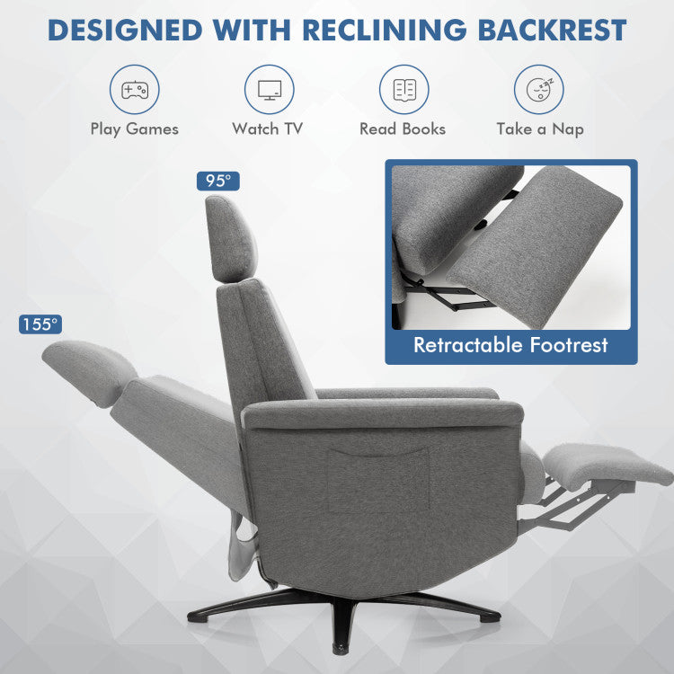 Swivel Massage Recliner Single Sofa with Adjustable Headrest