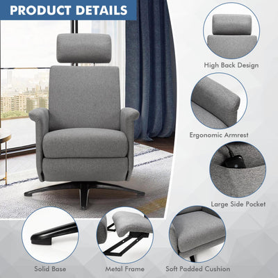 Swivel Massage Recliner Single Sofa with Adjustable Headrest
