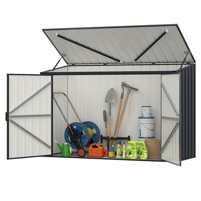 6.3 x 2.8 FT Outdoor Metal Storage Shed Rustproof Steel Tool Organizer House with Lockable Door and Retractable Hydraulic Rods