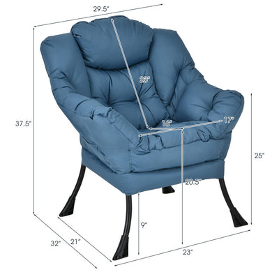 Modern Lazy Sofa Chair Leisure Accent Armchair Upholstered Lounge Chair with Foldable Footrest and Side Storage Pocket