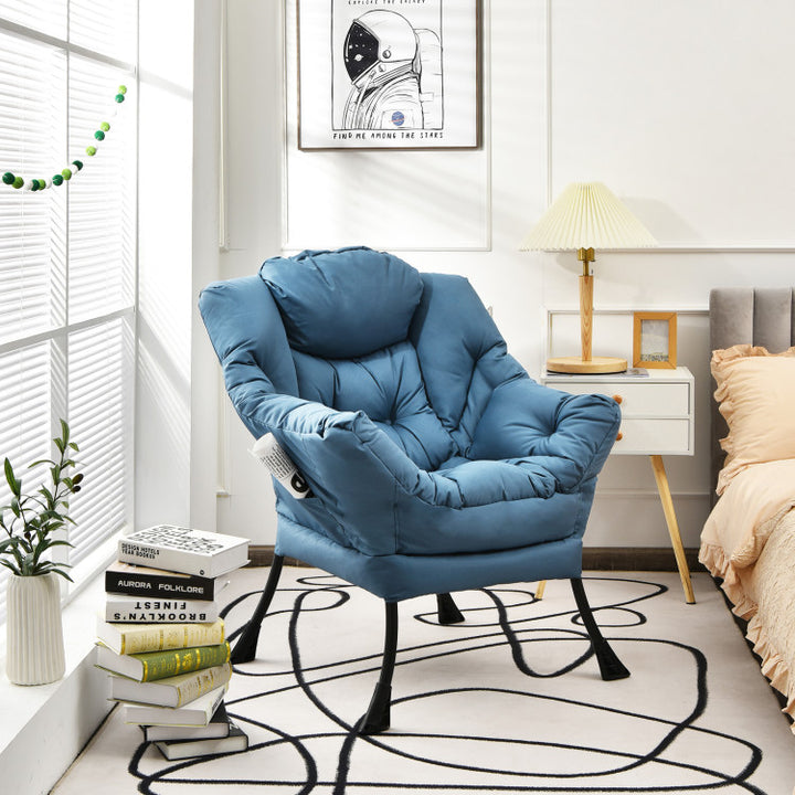 Modern Lazy Sofa Chair Leisure Accent Armchair Upholstered Lounge Chair with Foldable Footrest and Side Storage Pocket