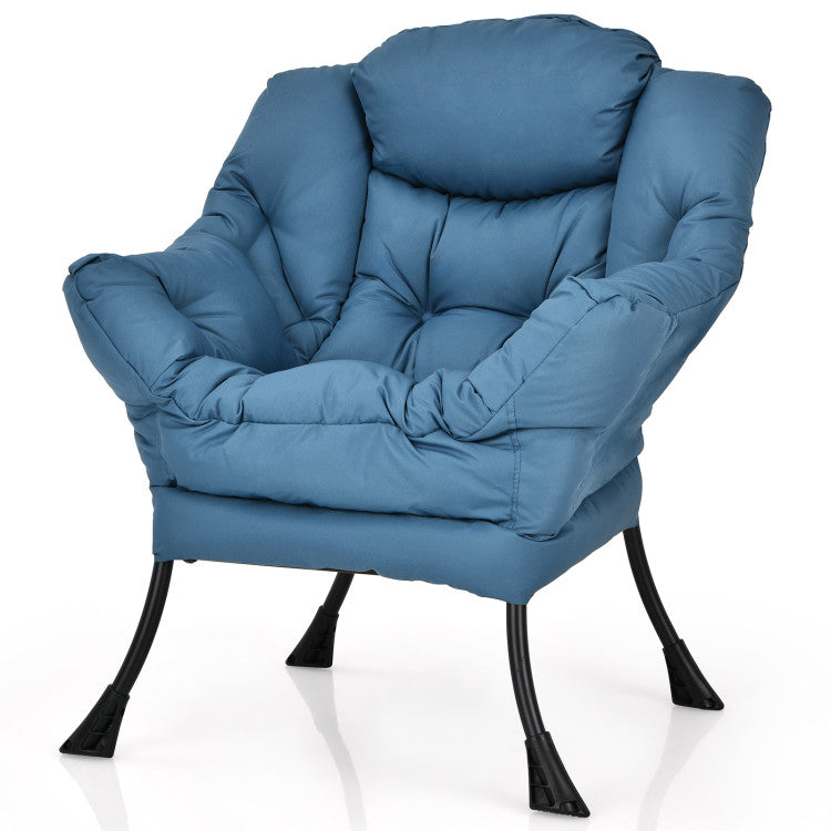 Modern Lazy Sofa Chair Leisure Accent Armchair Upholstered Lounge Chair with Foldable Footrest and Side Storage Pocket